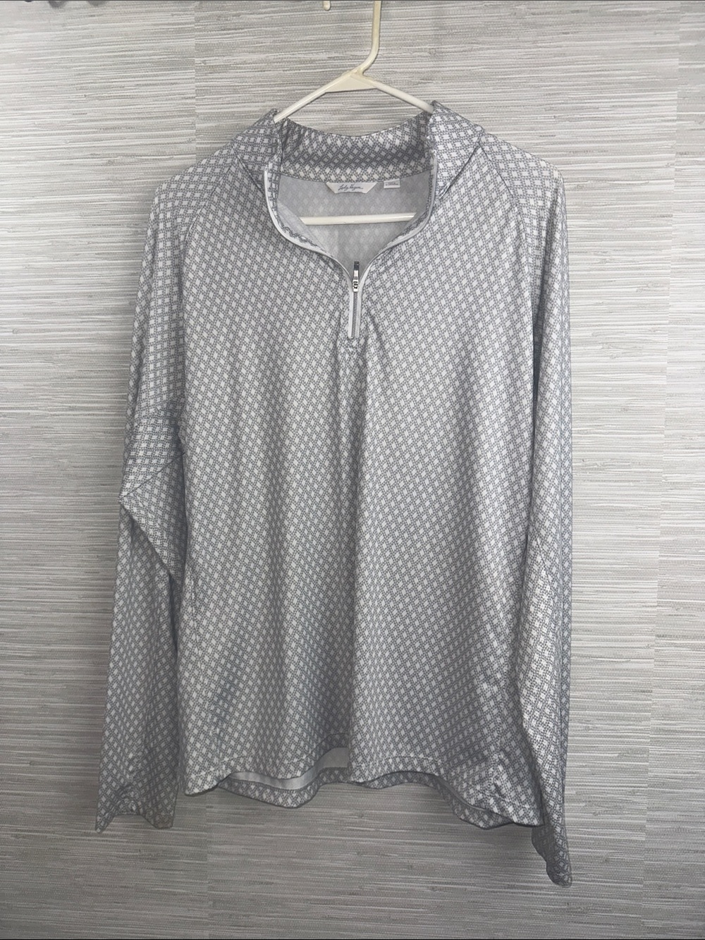 Lady Hagen XL Light Gray Patterned Quarter-Zip lightweight Pullover